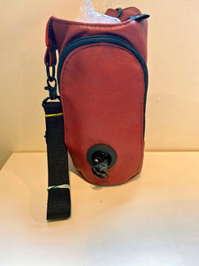 Red patterned dog walking bag