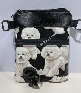 Bichon frise, dog walking bag