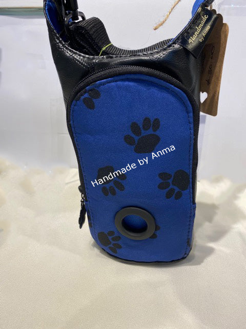 Blue and black paw print, waterproof ,dog walking bag